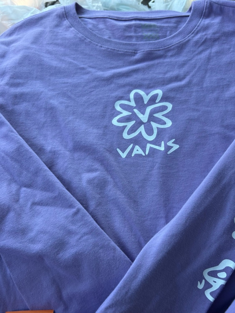 Vans Purple Long-Sleeve Tee with White Floral Logo